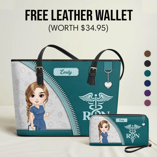 Simple Nurse Life - Personalized Custom Nurse Leather Tote Bag Deal