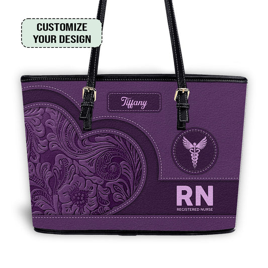 Seamless Pattern Nurse - Personalized Custom Nurse Leather Tote Bag