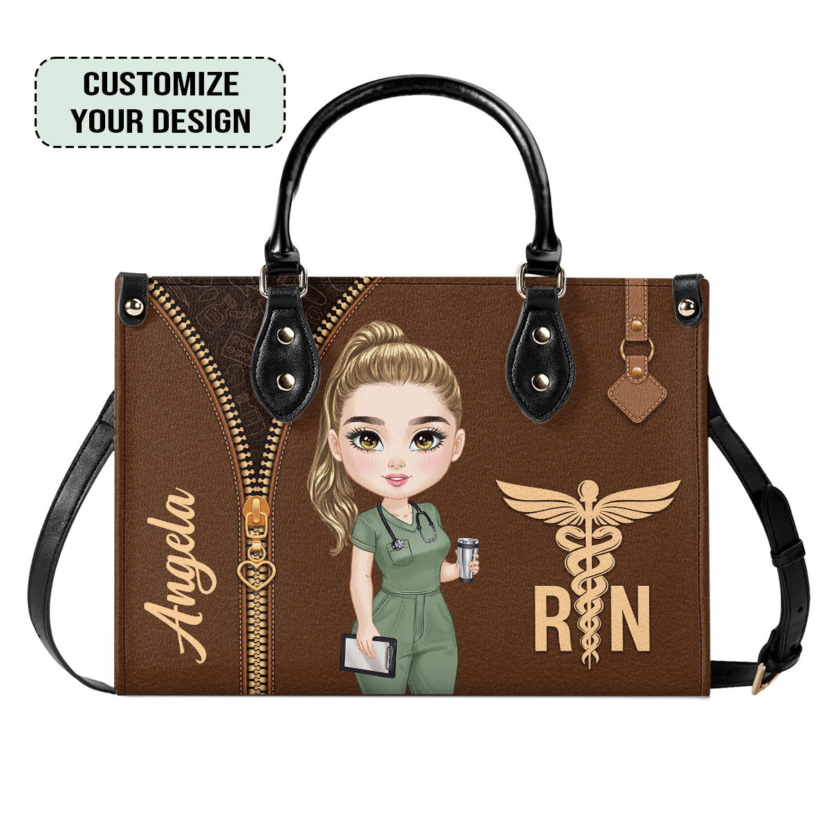 That Nurse - Personalized Custom Leather Handbag 