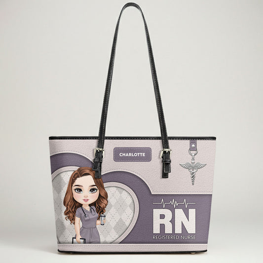 Nurse Basic Style - Personalized Custom Nurse Leather Tote Bag
