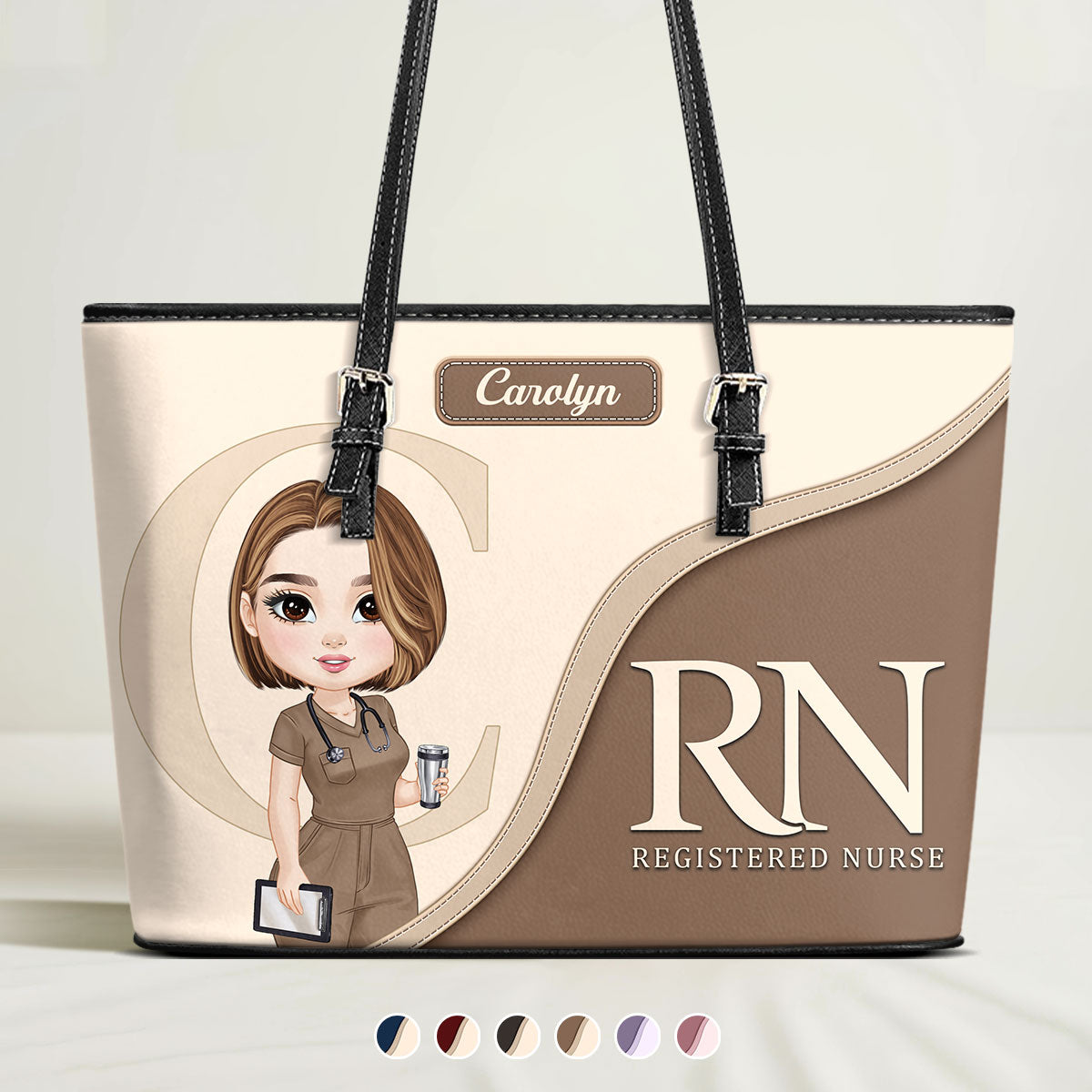 Nurse Aesthetic - Personalized Custom Nurse Leather Tote Bag
