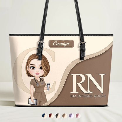 Nurse Aesthetic - Personalized Custom Nurse Leather Tote Bag