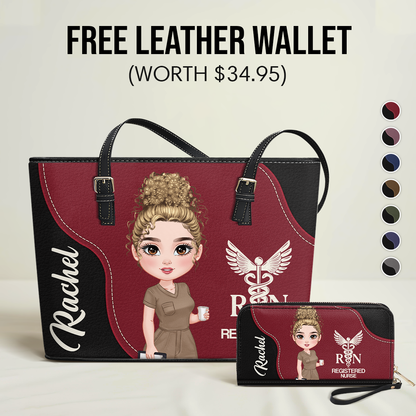 Nurse With Love - Personalized Custom Nurse Leather Tote Bag Deal