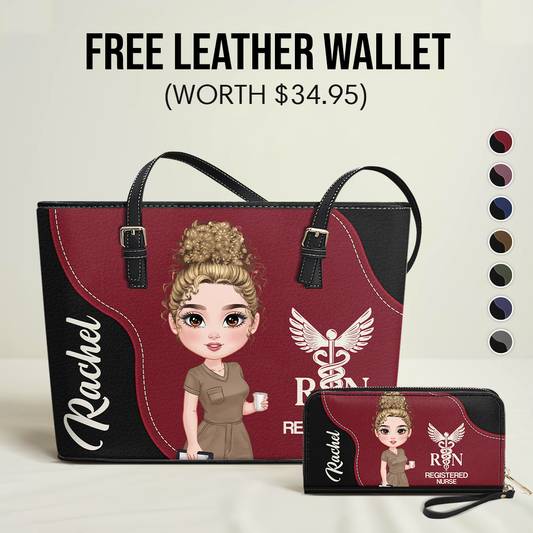Nurse With Love - Personalized Custom Nurse Leather Tote Bag Deal