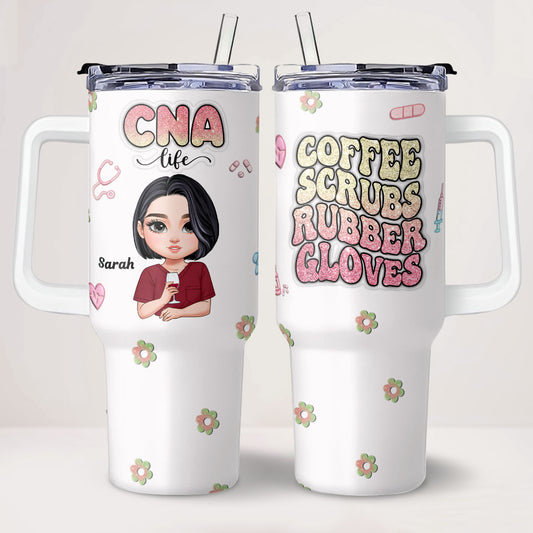 Glitter Nurse - Personalized Nurse 40oz Tumbler With Handle