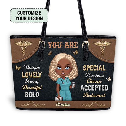 Personalized Custom Nurse Leather Tote Bag