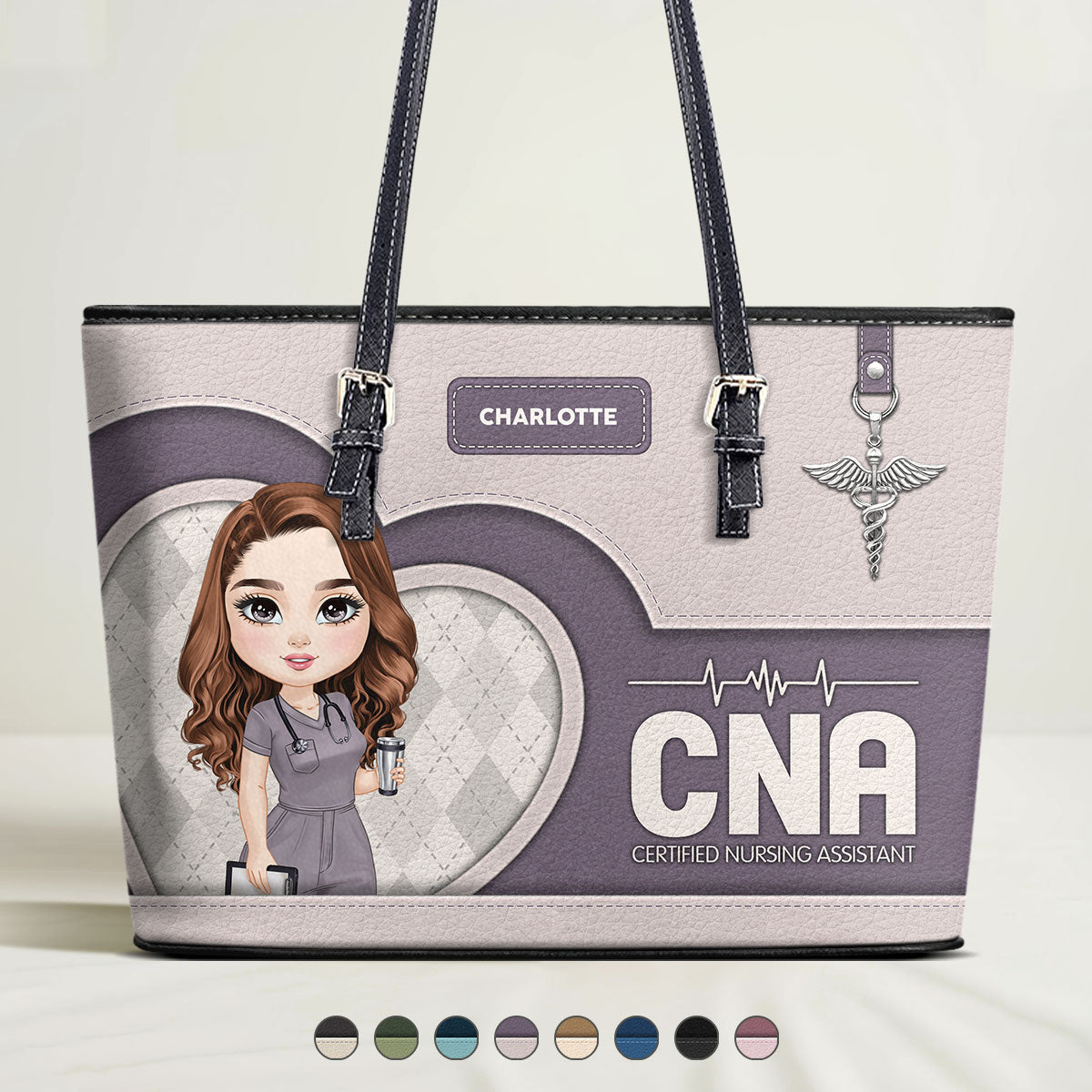 Nurse Basic Style - Personalized Custom Nurse Leather Tote Bag