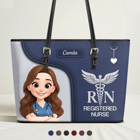 Nurse Bright Spirit - Personalized Custom Nurse Leather Tote Bag