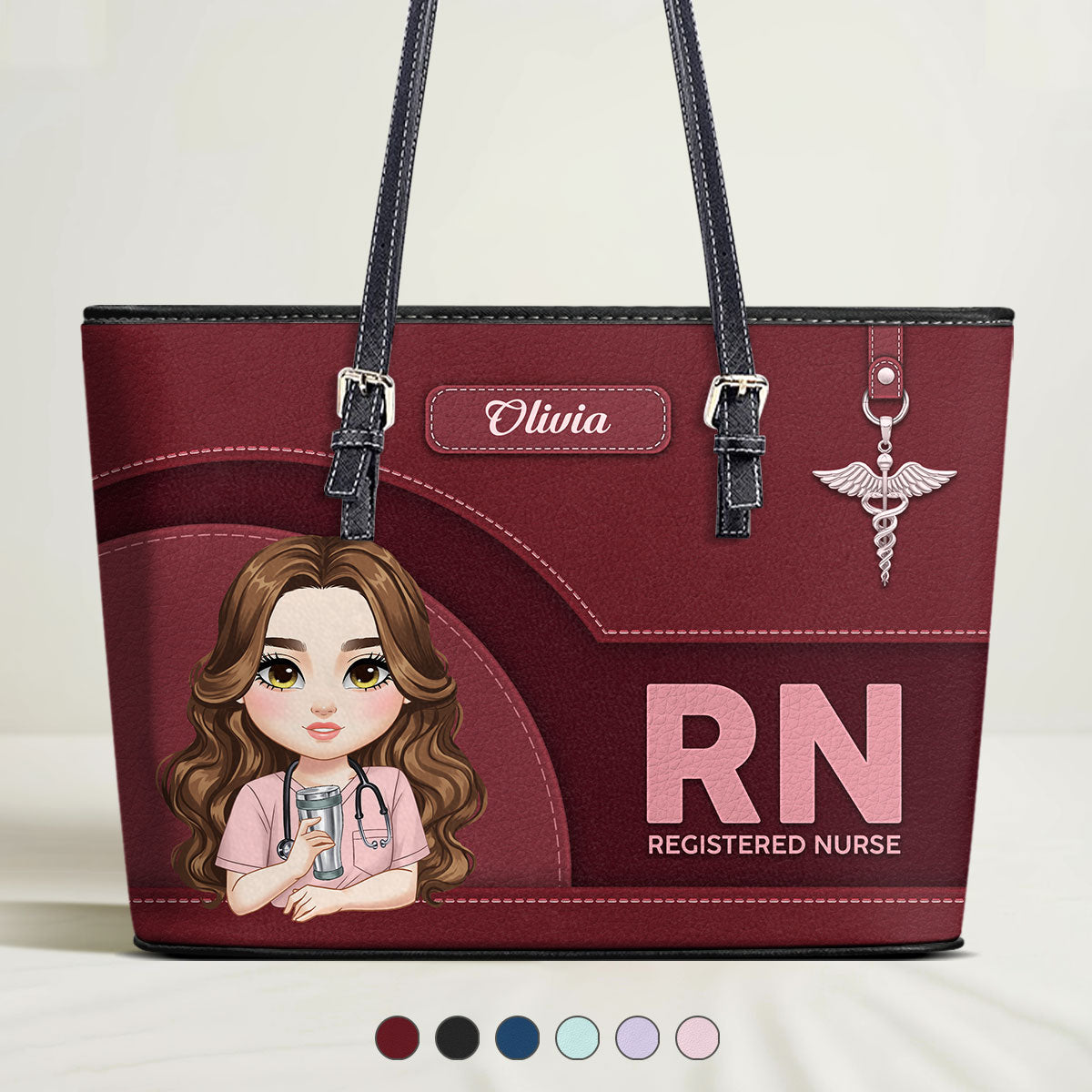 Nurse Classic - Personalized Custom Nurse Leather Tote Bag