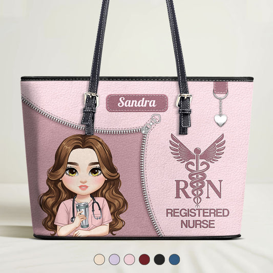 Lovely Nurse Style - Personalized Custom Nurse Leather Tote Bag