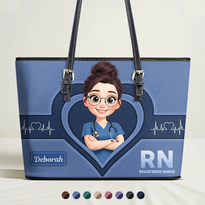 Nurse Sweet Grace - Personalized Custom Nurse Leather Tote Bag
