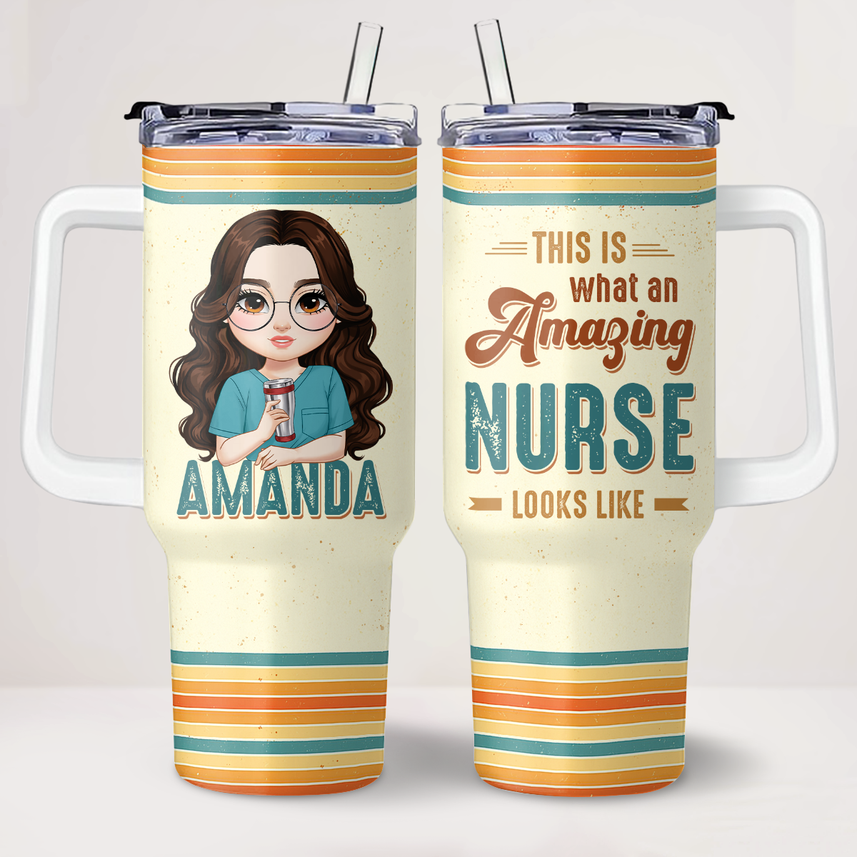 Amazing Nurse Looks Like - Personalized Nurse 40oz Tumbler With Handle