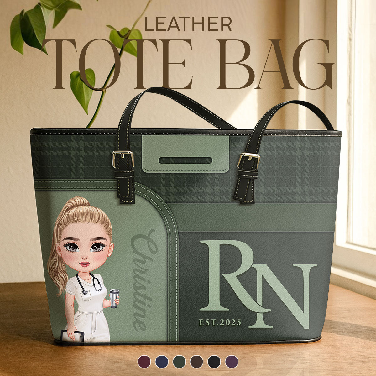 Nurse Prestige - Personalized Custom Nurse Leather Tote Bag