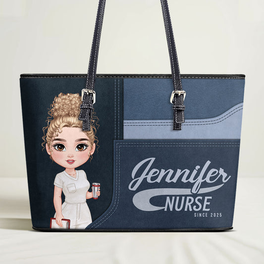 The Iconic Nurse - Personalized Custom Nurse Leather Tote Bag