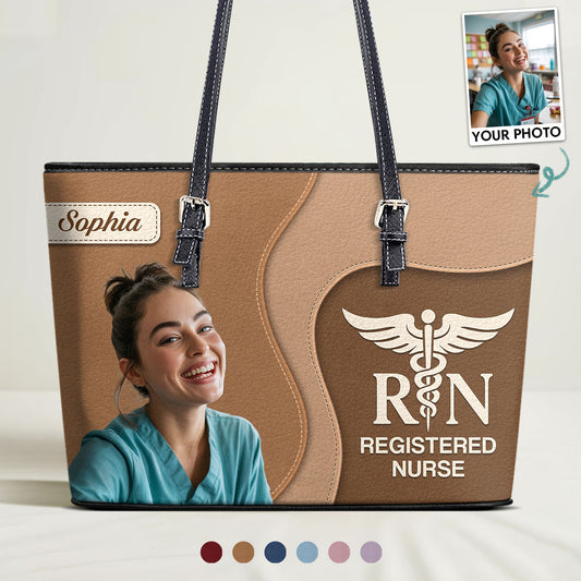 Nurse Timeless Style Photo - Personalized Custom Nurse Leather Tote Bag