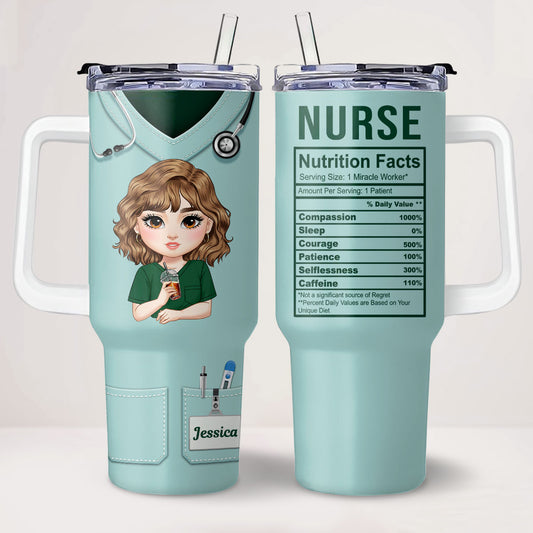 Nurse Scrubs - Personalized Nurse 40oz Tumbler With Handle