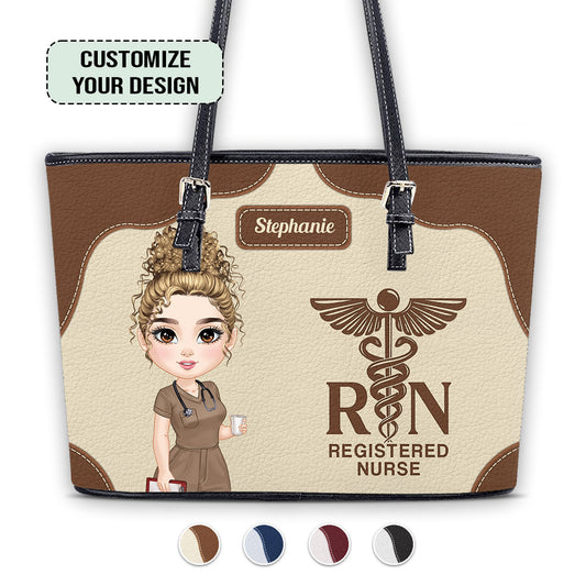 Nurse Caring - Personalized Custom Nurse Leather Tote Bag