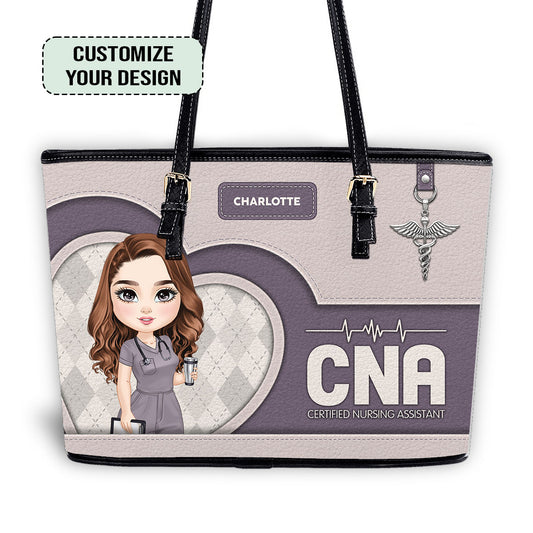 Personalized Custom Nurse Leather Tote Bag