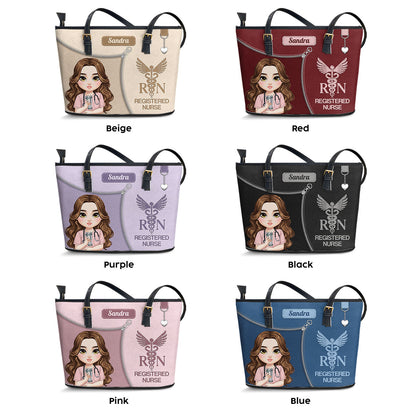 Lovely Nurse Style - Personalized Custom Nurse Leather Tote Bag