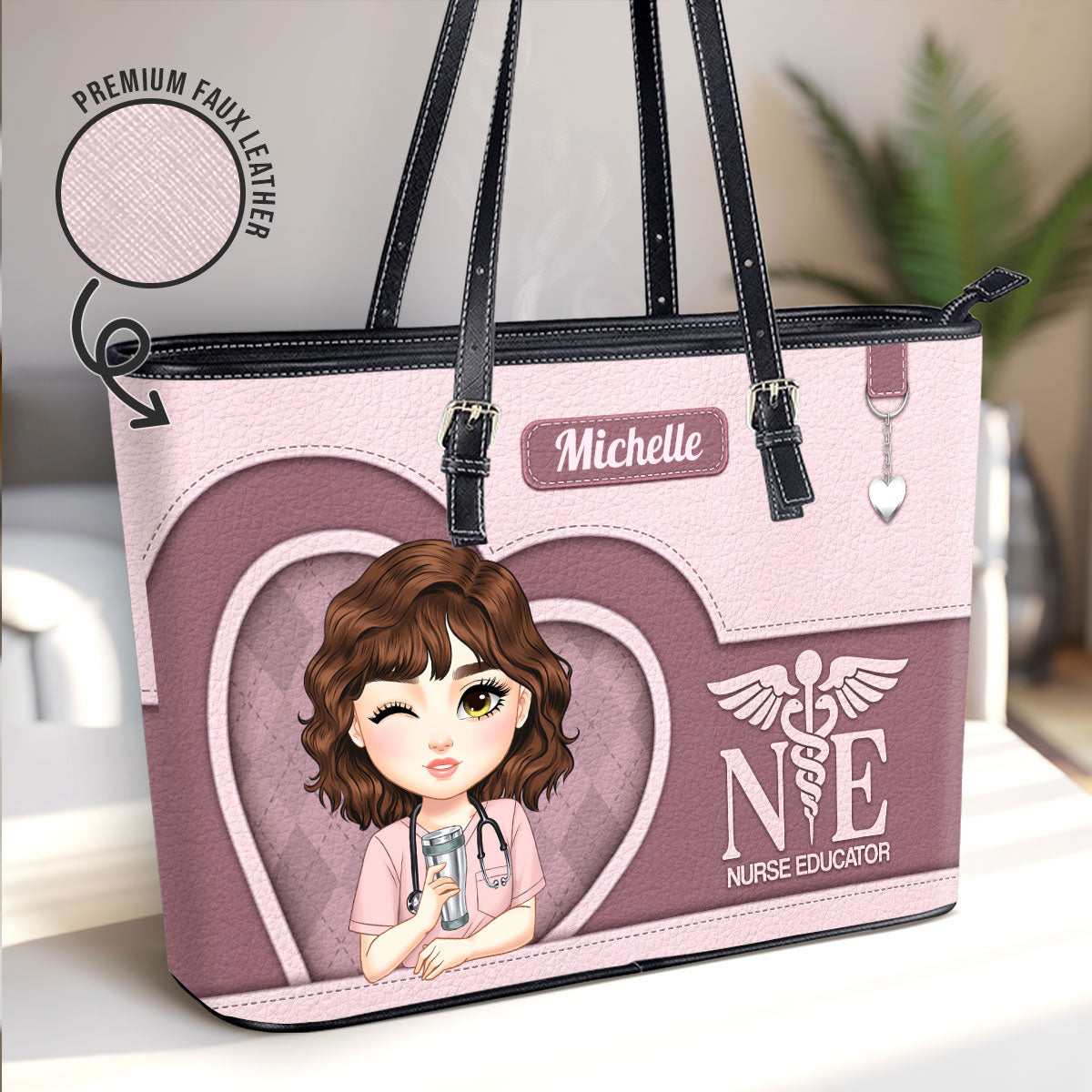 Nurse With Beautiful Heart - Personalized Custom Nurse Leather Tote Bag Deal
