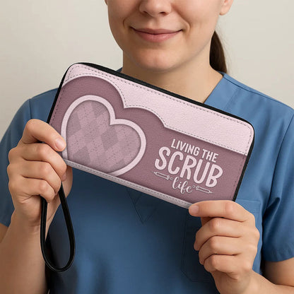 Scrub Heart - Personalized Nurse Leather Long Wallet