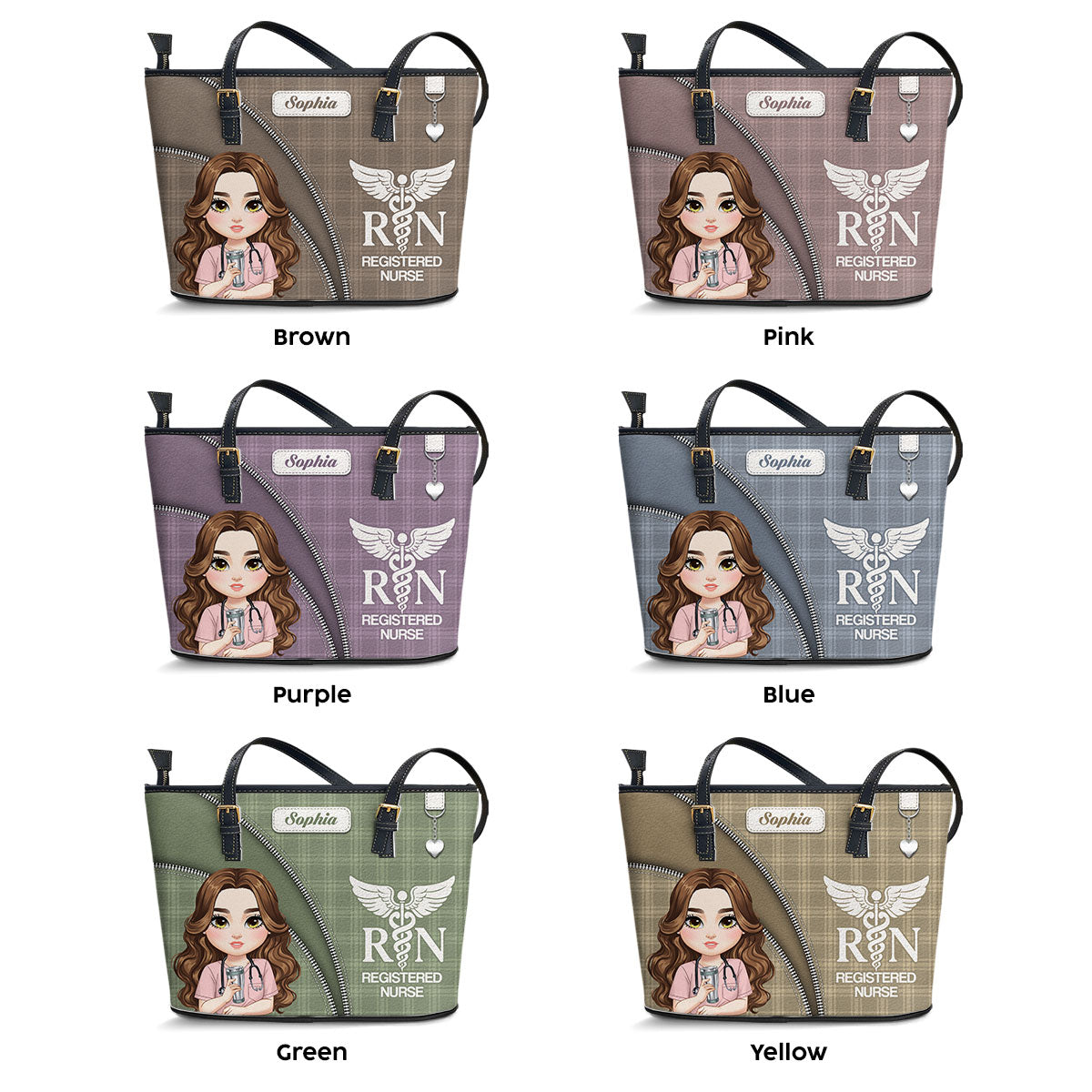 Plaid Gentle Nurse - Personalized Custom Nurse Leather Tote Bag