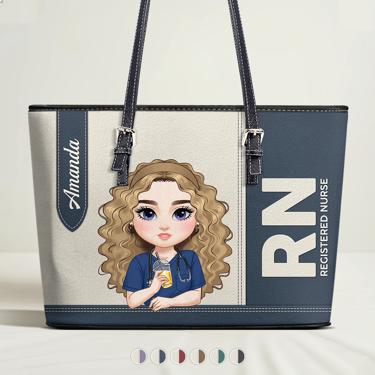 Nurse Angel Spirit - Personalized Custom Nurse Leather Tote Bag