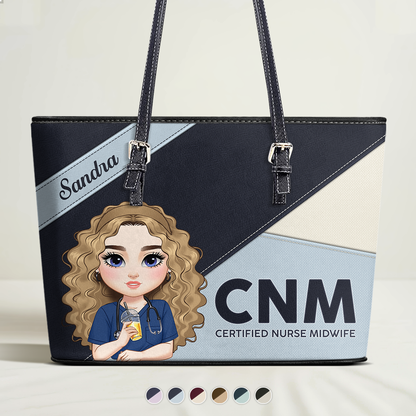 Nurse Kind Soul - Personalized Custom Nurse Leather Tote Bag