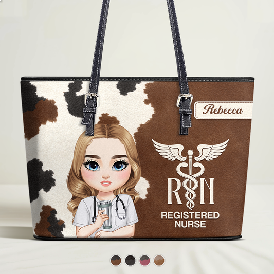 Signature Nurse - Personalized Custom Nurse Leather Tote Bag