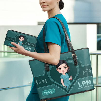 The Scrub Life - Personalized Custom Nurse Leather Tote Bag Deal
