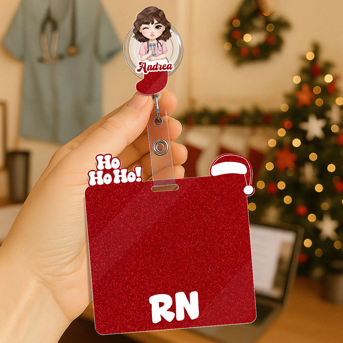 Christmas Nurse - Personalized Nurse Badge Reel & Buddy Set
