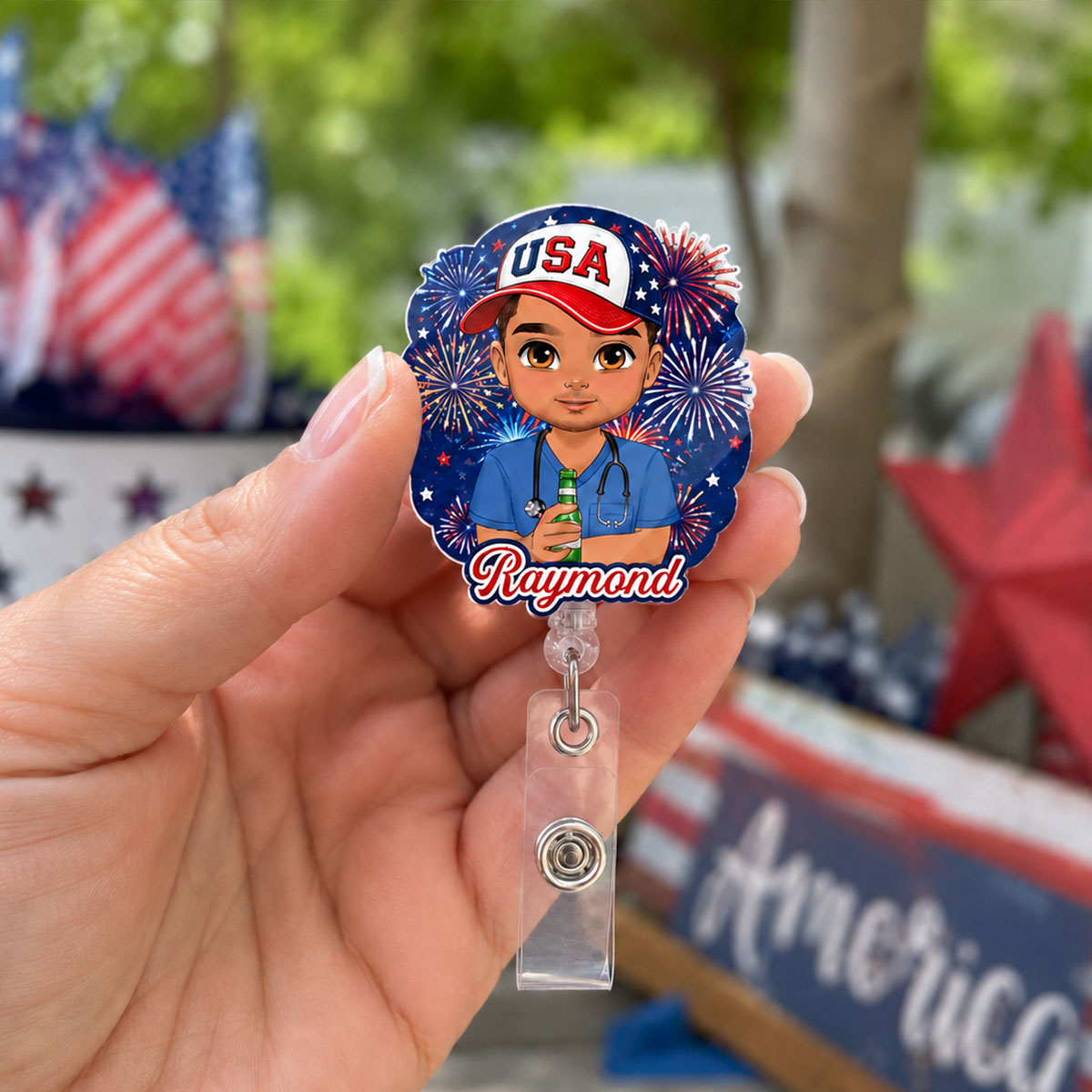 Firework Nurse Mood - Personalized Nurse Badge Reel