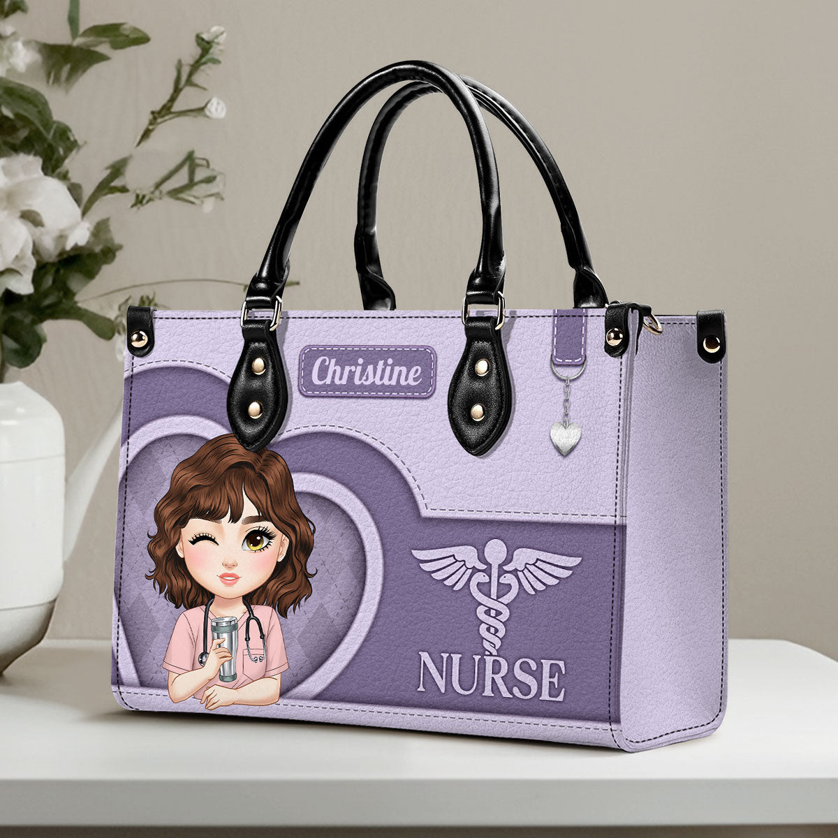 Nurse With Beautiful Heart - Personalized Custom Leather Handbag