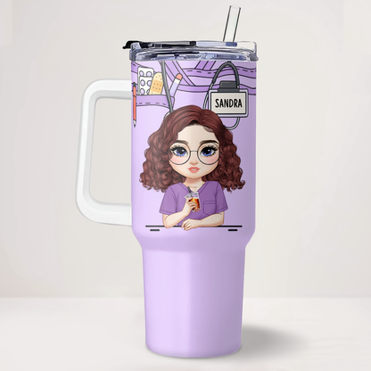 Heart Work - Personalized Nurse 40oz Tumbler With Handle