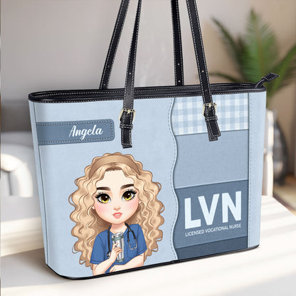 Sweet Nurse Girl - Personalized Custom Nurse Leather Tote Bag