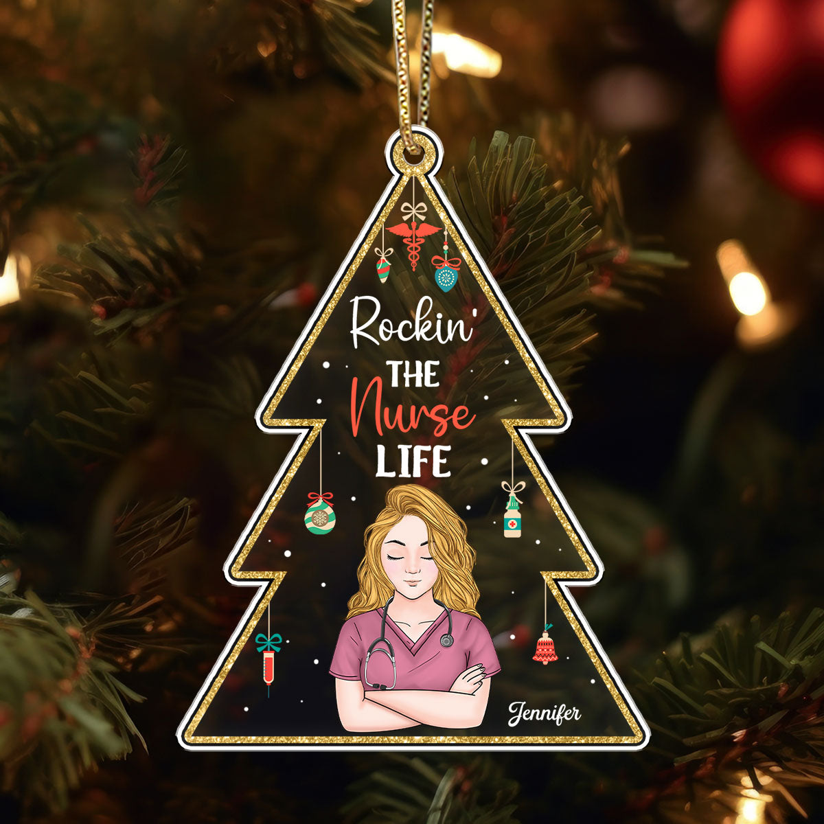 Rockin' Nurse Life - Personalized Nurse Acrylic Ornament