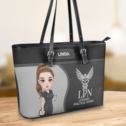 Number One Nurse - Personalized Custom Nurse Leather Tote Bag