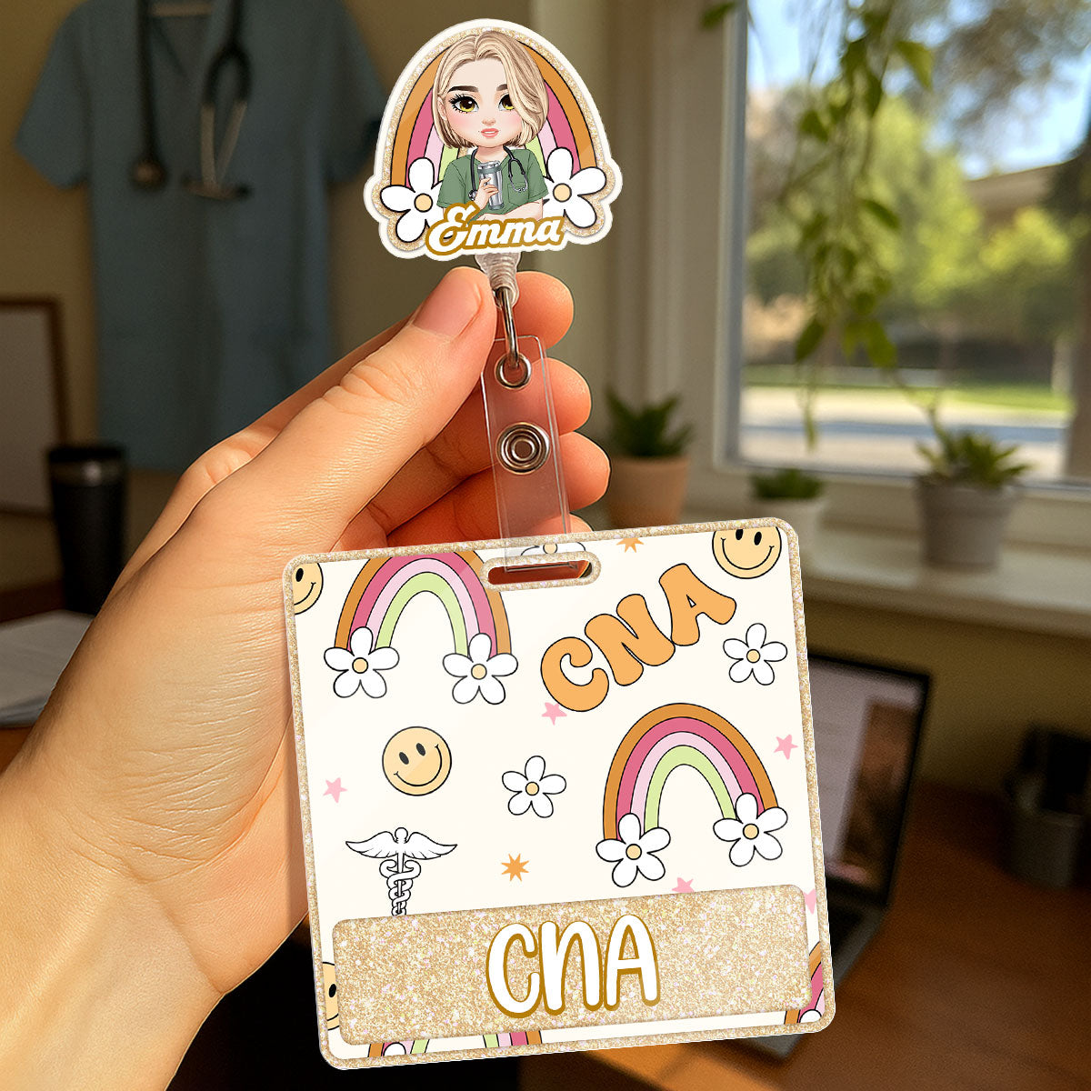 Rainbow Nurse - Personalized Nurse Badge Reel & Buddy Set