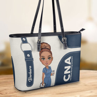 Fearless Nurse - Personalized Custom Nurse Leather Tote Bag