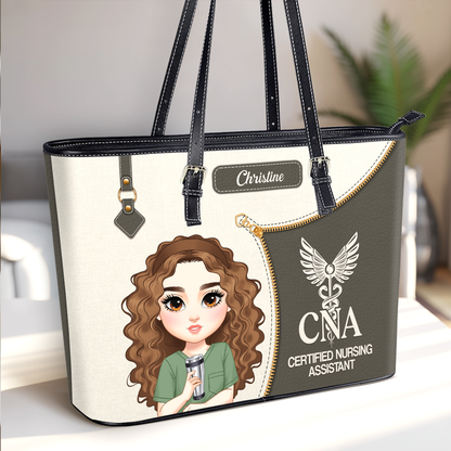 Elevated Nurse Life - Personalized Custom Nurse Leather Tote Bag
