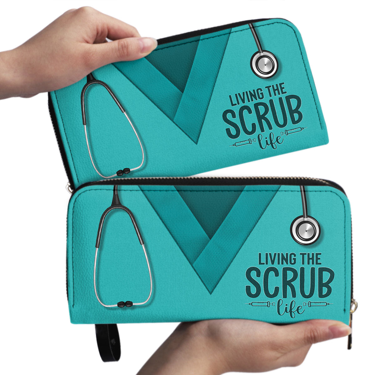 Scrub Love - Personalized Nurse Leather Clutch Purse