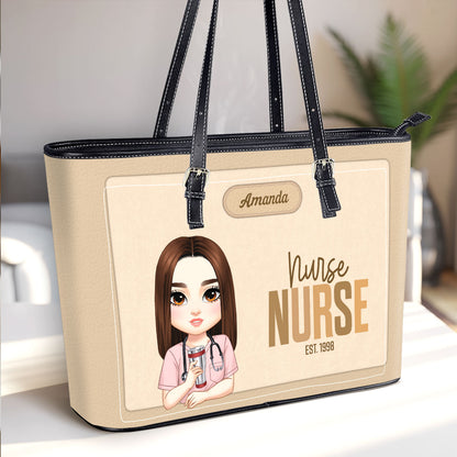 Nurse Muse - Personalized Custom Nurse Leather Tote Bag