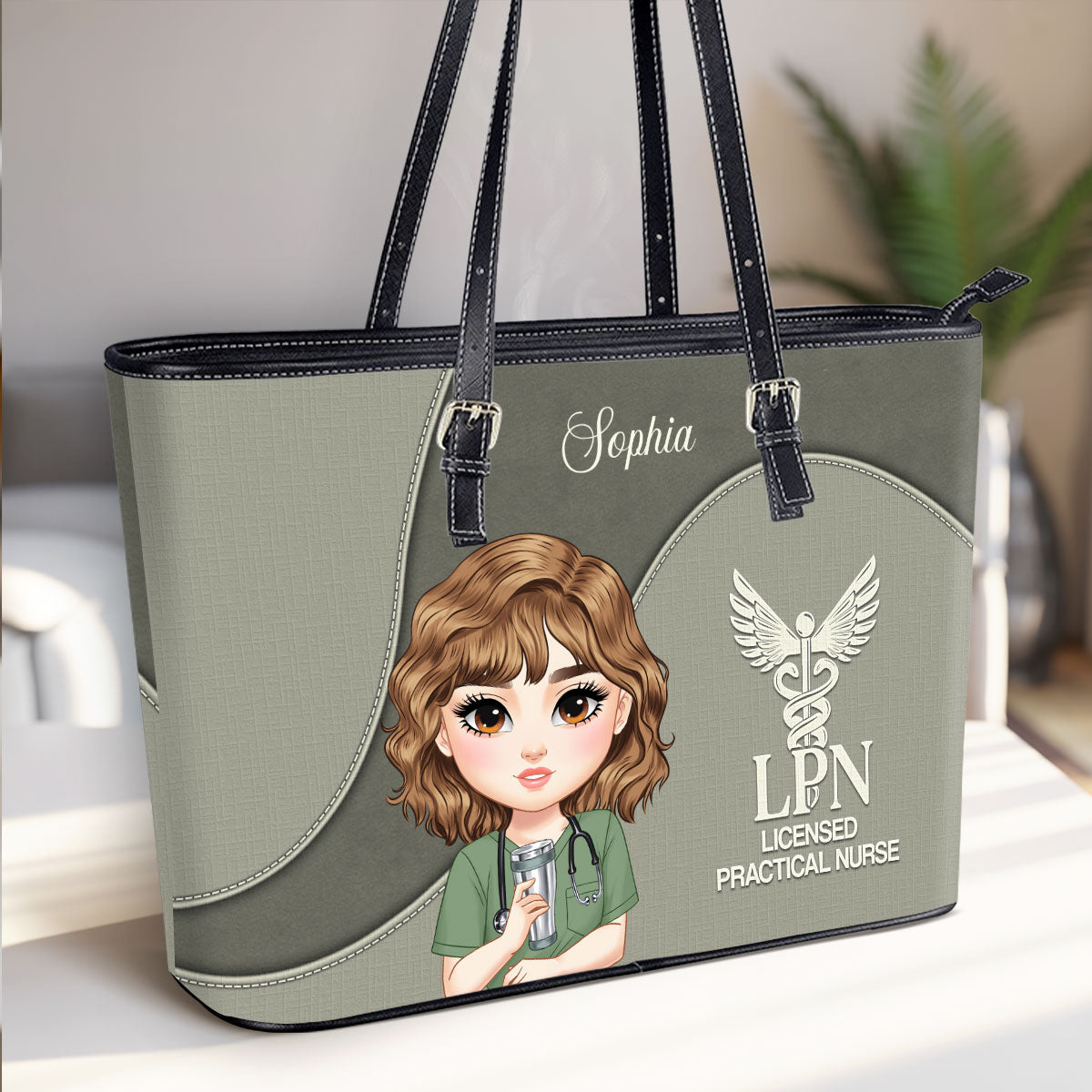 Essential Nurse Life - Personalized Custom Nurse Leather Tote Bag