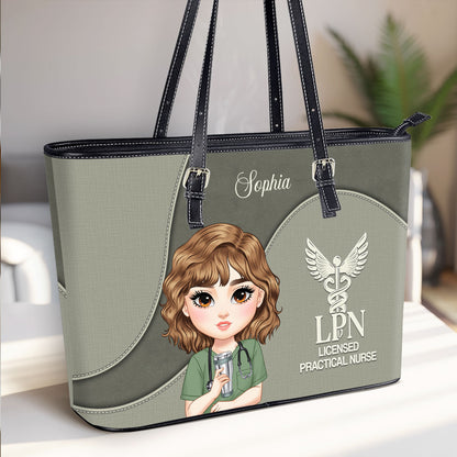 Essential Nurse Life - Personalized Custom Nurse Leather Tote Bag