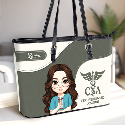 Passionate Nurse - Personalized Custom Nurse Leather Tote Bag