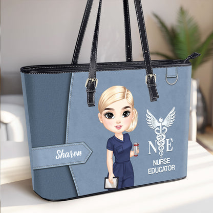 Devoted Nurse Life - Personalized Custom Nurse Leather Tote Bag