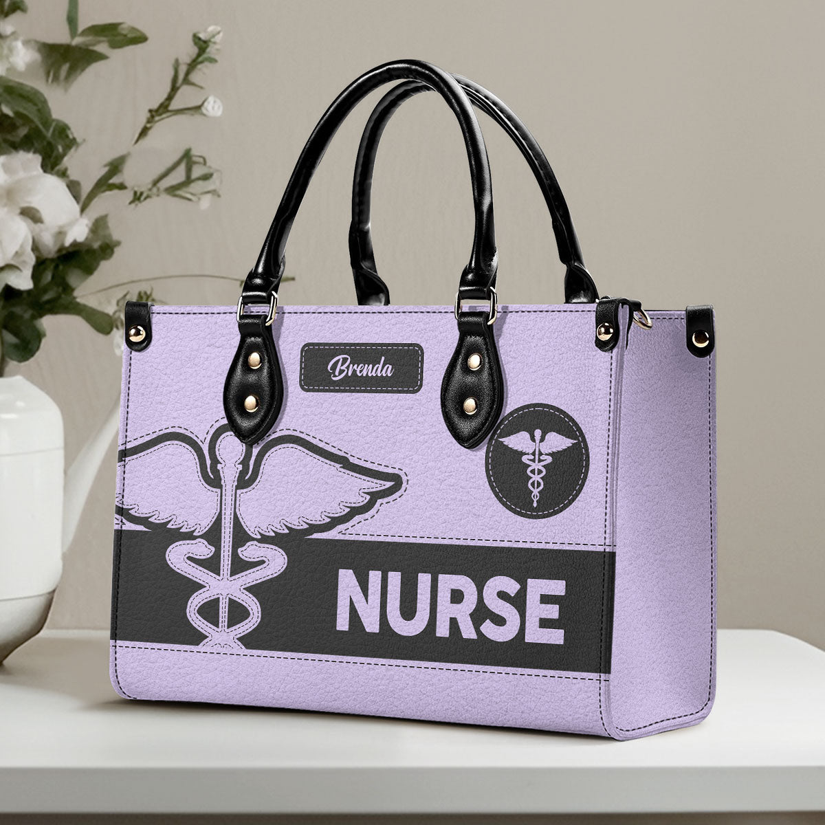 Neutral Style Nurse - Personalized Custom Leather Handbag