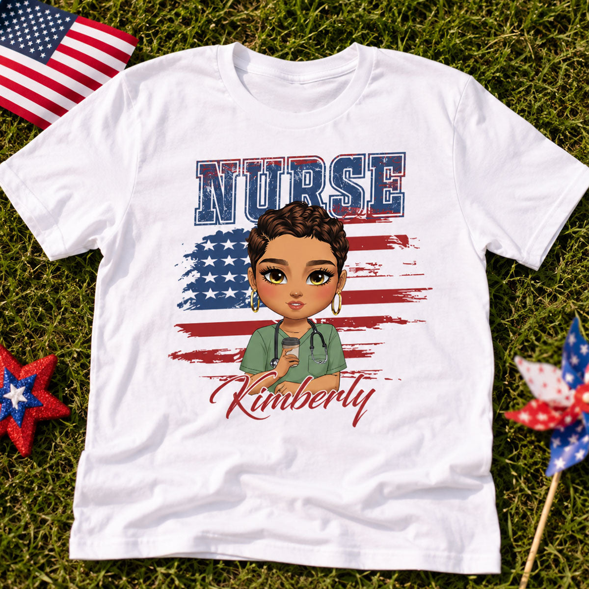 Patriotic Nurse - Personalized Custom Nurse T-shirt, Hoodie, Sweatshirt