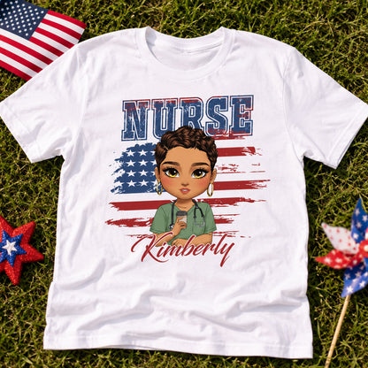 Patriotic Nurse - Personalized Custom Nurse T-shirt, Hoodie, Sweatshirt