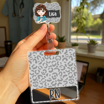 Leopard Vibe Nurse - Personalized Nurse Badge Reel & Buddy Set